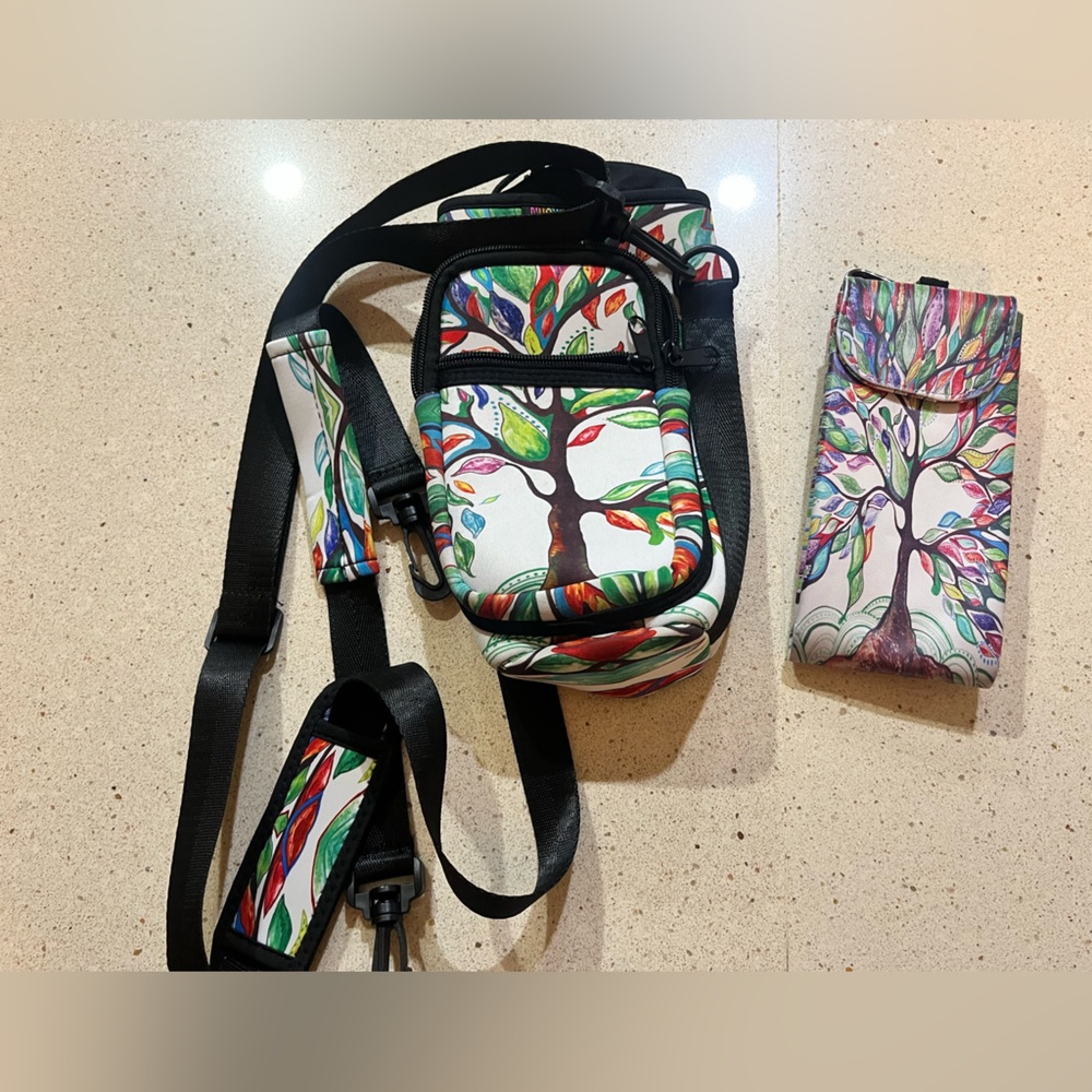 Tree of Life Patterned Water Bottle Sling & Sunglasses holder Travel Accessories